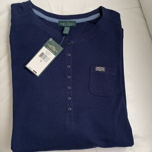 NWT LRL Lauren Jeans Co. Ralph Lauren Cotton Navy Blue Pocket Shirt Top Size XL